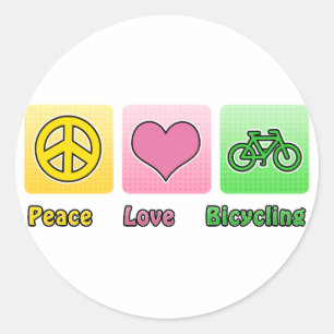 Sticker Rond Aller à vélo d'amour de paix