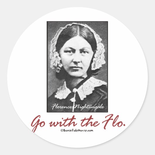Sticker Rond Aller avec Florence Nightingale (Devant)
