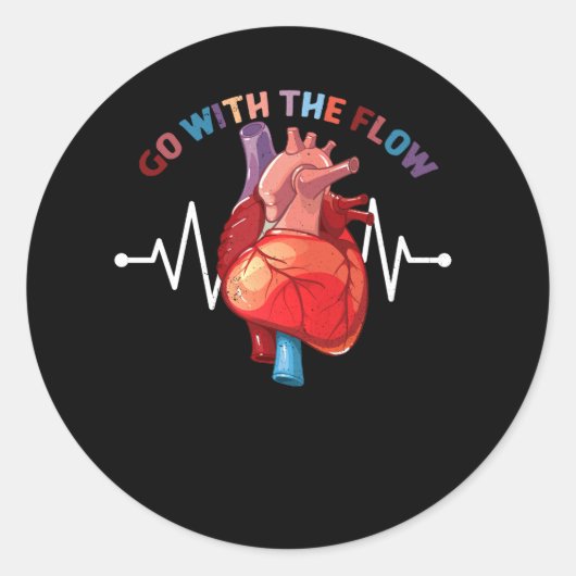 Sticker Rond Aller Avec Le Flux CVICU Cardiac Infirmière Anatom (Devant)