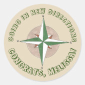 Sticker Rond Aller dans de nouvelles directions Camping Compass (Devant)