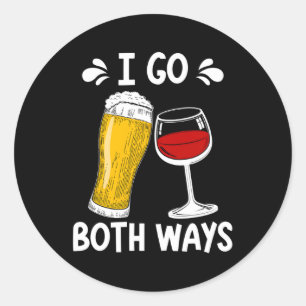Sticker Rond Aller Dans Les Deux Chemins Vin De Bière Boire Dég