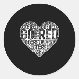 Sticker Rond Aller Rouge Word Art Cœur Jour de la sensibilisati