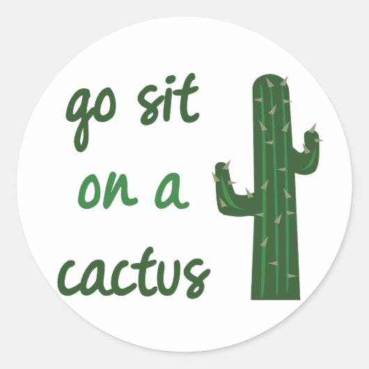 Sticker Rond Aller S'Asseoir Sur Un Cactus (Devant)