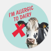 Sticker Rond Allergie à l'intolérance laitière allergie aliment (Devant)
