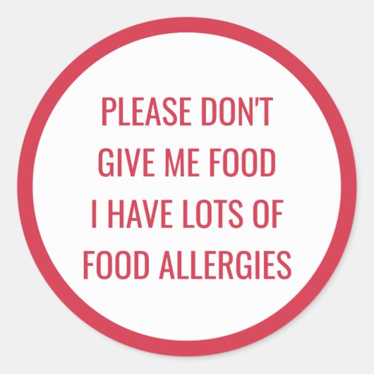 Sticker Rond Allergie alimentaire pour enfants S'il vous plaît (Devant)