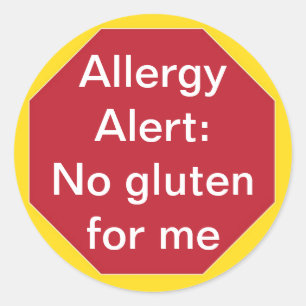 Sticker Rond Allergie Allert : Pas de gluten texte personnalisa