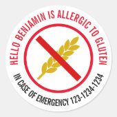 Sticker Rond Allergie gluten (Devant)