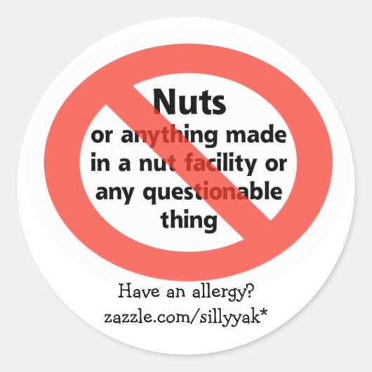 STICKER ROND ALLERGIE NUT (Devant)