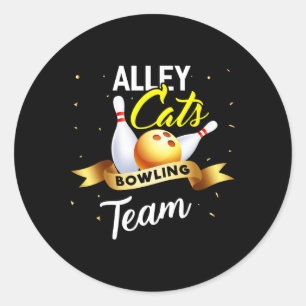 Sticker Rond Alley Cat Bowling Shirt Funny Bowler Bowler Bowlin