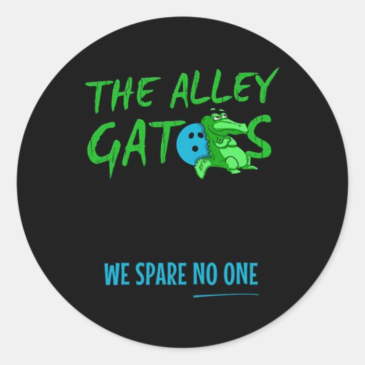 Sticker Rond Alley Gator Funny Bowling (Devant)