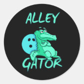 Sticker Rond Alley Gator Funny Bowling T Shirt (Devant)