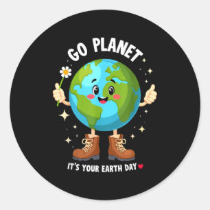 Sticker Rond Allez planète c'est votre journée de la Terre pour