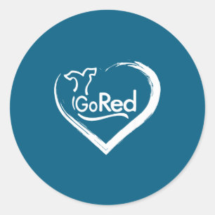 Sticker Rond Allez Rouge Contre les Maladies Cardiaques