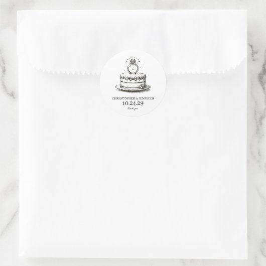 Sticker Rond Alliance de gâteau de mariage (Sac)