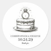 Sticker Rond Alliance de gâteau de mariage (Devant)