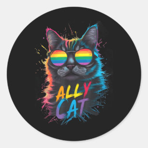 Sticker Rond Allié LGBT Chat Être Gentil Gay Arc-en-ciel Drôle