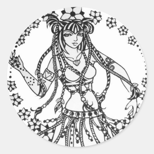 Sticker Rond Alliecat Tribal Belly Dancer (Devant)