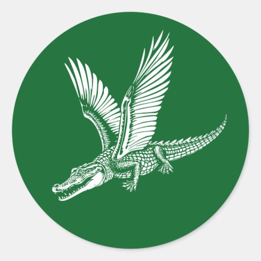 Sticker Rond alligator ailé volant haut (Devant)