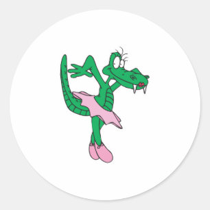 Sticker Rond alligator ballerine drôle