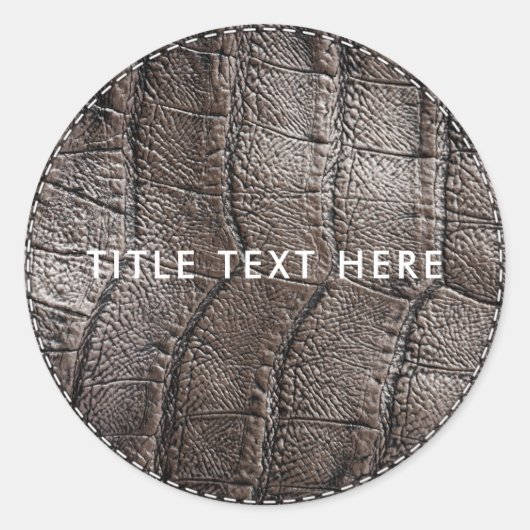 Sticker Rond Alligator Brown en cuir Texture et piqûres (Devant)