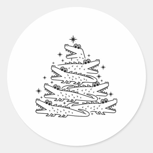Sticker Rond Alligator Christmas Tree Swea (Devant)