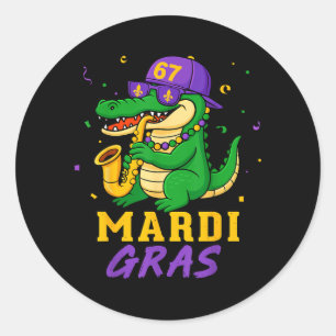 Sticker Rond Alligator Mardi Gras pour enfants garçons hommes j