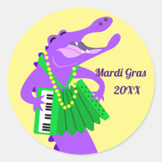 Sticker Rond Alligator Mardi Gras Violet