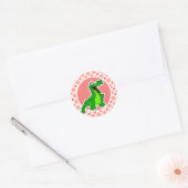 Sticker Rond Alligator ; Pois roses et coraux (Enveloppe)