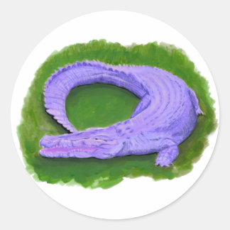 Sticker Rond Alligator violet / Crocodile de Floride animal d'É