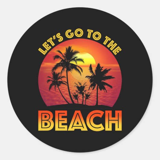 Sticker Rond Allons à la plage (Devant)