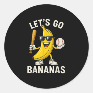 Sticker Rond Allons Banana Retro Garçons Enfants Hommes Jeunes