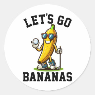 Sticker Rond Allons Bananes Vintage Banane Amateur de Golf 
