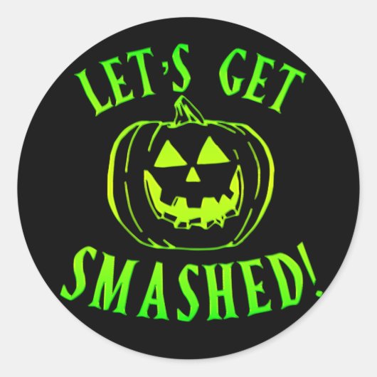 Sticker Rond Allons faire une Halloween Citrouille verte cassée (Devant)
