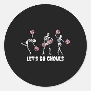 Sticker Rond Allons Ghouls Squelette Pom-pom girl Halloween Che
