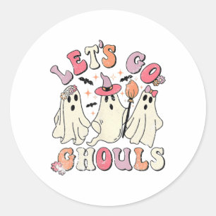 Sticker Rond Allons Gouls Halloween Ghost Costume Ret