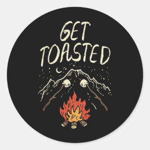 Sticker Rond Allons Nous Faire Griller Camping Nature Randonnée