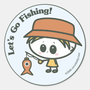Sticker Rond Allons pêcher