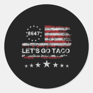 Sticker Rond Allons Taco 8647 Drapeau US 86 47 Hommes Femmes 2