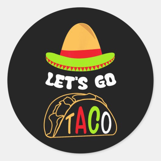 Sticker Rond Allons Taco Drôle Rétro Tee (Devant)