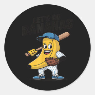 Sticker Rond Allons-y Bananes, Drôle cadeau de banane