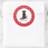 Sticker Rond Allons-y ! Black Labrador Retriever - mignon chien (Sac)