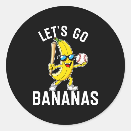 Sticker Rond Allons-y manche longue banane (Devant)