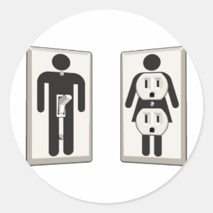Sticker Rond Allumé commutateur et prise masculins et femelles