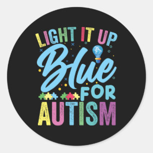 Sticker Rond Allumer la Sensibilisation sur l'autisme bleue 1