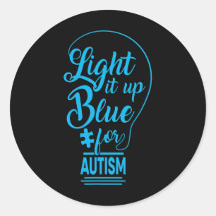 Sticker Rond Allumez-le bleu Sensibilisation sur l'autisme Cade