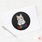 Sticker Rond Ally Cat LGBT Gay Rainbow Pride Drapeaux Hommes (Enveloppe)