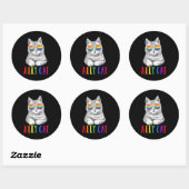 Sticker Rond Ally Cat LGBT Gay Rainbow Pride Drapeaux Hommes (Feuille)