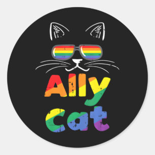 Sticker Rond Ally Cat Pride Mois Ally Gay LGBTQ LGBT