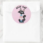 Sticker Rond Ally chat avec des couleurs de fierté transgenre (Sac)