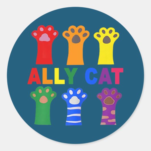 Sticker Rond Ally Chat Purride Rainbow Funny Amoureux des chats (Devant)